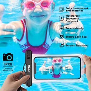 JOTO Waterproof Phone Case Holder Pouch, Underwater Transparent Cellphone Dry Bag for iPhone 14 13 12 11 Pro Max XS XR X 8 7 6S, Galaxy S21 S20 S10 Note10, Pixel Up to 7.0"-2 Pack,Black