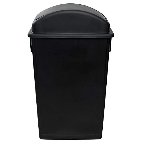 PRO&Family 92 Qt. / 23 Gallon / 87 Liters Black Slim Rectangular Trash Can with Swing Dome Lid. Kitchen Garbage Can Office Trash Can Recycle Bin Waste Basket Touchless