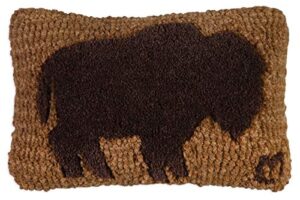 chandler 4 corners artist-designed buffalo hand-hooked wool decorative throw pillow (8” x 12”)