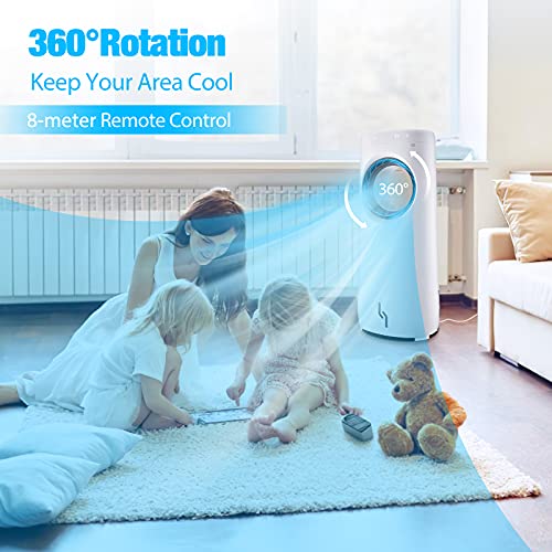 Trustech Evaporative Air Cooler, Air Cooler with Bladeless Fan Design, Cool and Humidify Function with 3 Wind Speeds, 12H Timer, Suitable for Large Room Office, Remote Control