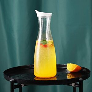 2Pcs Plastic Water Pitcher Clear Juice Containers with Flip Top lids - Narrow Neck for Easy Grip Wide Mouth - Juice carafe for Iced Tea, Powdered Juice, Cold Brew, Mimosa Bar (1550ml / 52.4oz)