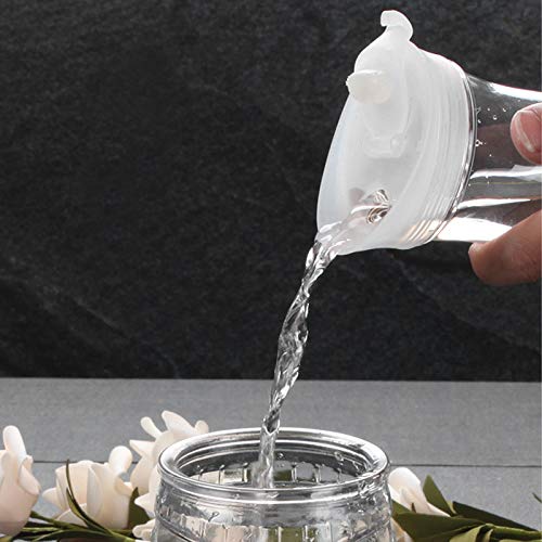 2Pcs Plastic Water Pitcher Clear Juice Containers with Flip Top lids - Narrow Neck for Easy Grip Wide Mouth - Juice carafe for Iced Tea, Powdered Juice, Cold Brew, Mimosa Bar (1550ml / 52.4oz)