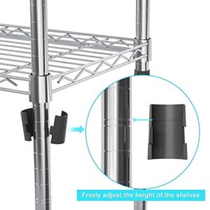 Auslar 4-Shelf Storage Shelves with Casters Heavy Duty 4 Tiers Rolling Cart Utility Racks Adjustable Wire Metal Shelving, Chrome