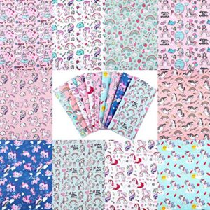 10 Pieces Unicorn Fabric Squares 20 x 20 Inch Precut Quilting Fabric Unicorn Rainbow Cartoon Pattern Fabric Bundles Unicorn Printed DIY Fabric for Home Decor Clothing Craft Sewing Crafts, 10 Designs