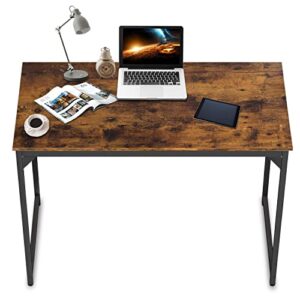 hcb computer desk 47inch home office desk writing study table modern simple style pc desk with black metal frame(brown),47inchx24inchx29inch