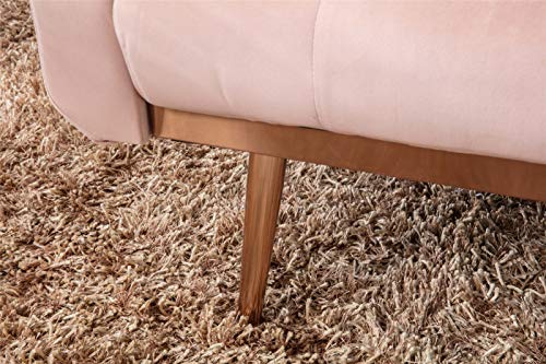 Pannow Velvet Futon Convertible Sofa Bed, Modern Tufted Sleeper Sofa Couch with 2 Pillows & 5 Golden Metal Legs, Adjustable Folding Accent Loveseat Sofa Couch for Living Room