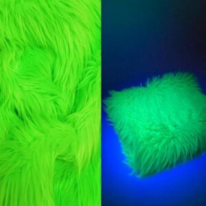 UV Reactive Solid Shaggy Faux Fur Fabric Sold by The Yard DIY Coats Costumes Scarfs Accessories Fashion (Neon Green)