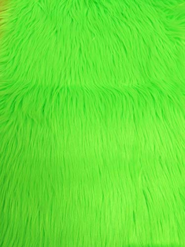 UV Reactive Solid Shaggy Faux Fur Fabric Sold by The Yard DIY Coats Costumes Scarfs Accessories Fashion (Neon Green)