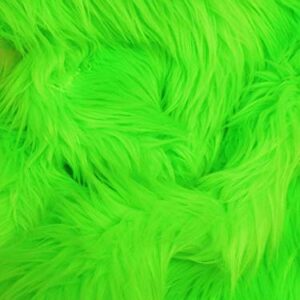 UV Reactive Solid Shaggy Faux Fur Fabric Sold by The Yard DIY Coats Costumes Scarfs Accessories Fashion (Neon Green)