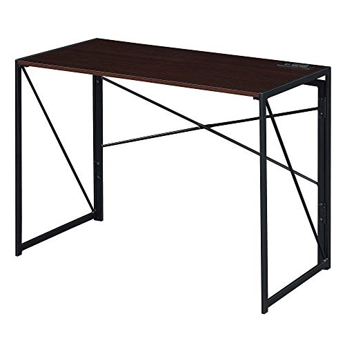 Convenience Concepts Xtra Folding Desk with Charging Station, Espresso/Black