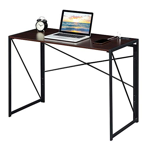 Convenience Concepts Xtra Folding Desk with Charging Station, Espresso/Black