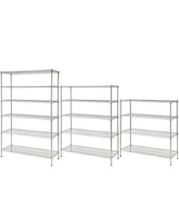 wire shelving storage unit | heavy duty chrome metal wire rack kit | select shelf size and number of shelves | nsf utility commercial grade metal storage shelves