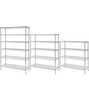 Wire Shelving Storage Unit | Heavy Duty Chrome Metal Wire Rack Kit | Select Shelf Size and Number of Shelves | NSF Utility Commercial Grade Metal Storage Shelves