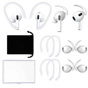 4 pairs ear hooks ear covers compatible with apple airpods 3 and airpods pro, anti-drop ear covers airpods accessories for running, cycling and other indoor-outdoor activities (white)
