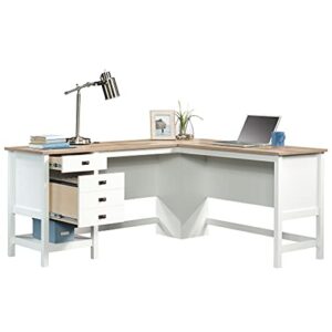 Sauder Cottage Road L-Desk, L: 65.11" x W: 58.66" x H: 29.76", Soft White Finish