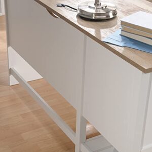 Sauder Cottage Road L-Desk, L: 65.11" x W: 58.66" x H: 29.76", Soft White Finish