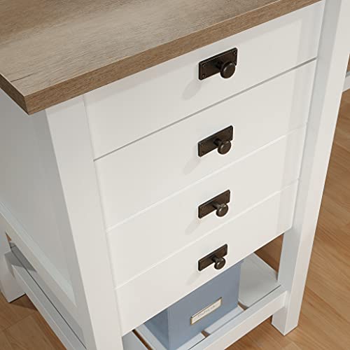 Sauder Cottage Road L-Desk, L: 65.11" x W: 58.66" x H: 29.76", Soft White Finish