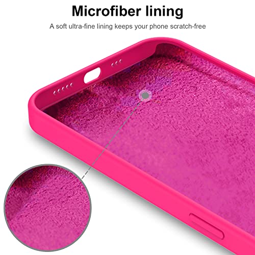 DEENAKIN iPhone 12 Mini Case with Screen Protector,Soft Flexible Silicone Gel Rubber Bumper Cover,Slim Fit Shockproof Protective Phone Case for iPhone 12 Mini 5.4" Hot Pink