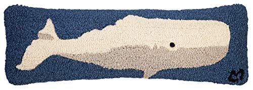 Chandler 4 Corners Artist-Designed Classic Whale Hand-Hooked Wool Decorative Throw Pillow (8” x 24”)