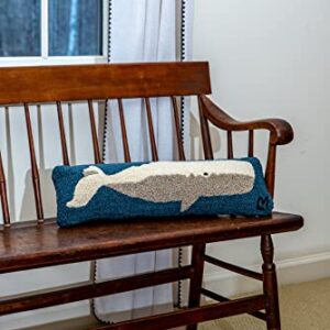 Chandler 4 Corners Artist-Designed Classic Whale Hand-Hooked Wool Decorative Throw Pillow (8” x 24”)