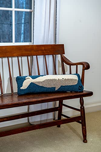 Chandler 4 Corners Artist-Designed Classic Whale Hand-Hooked Wool Decorative Throw Pillow (8” x 24”)