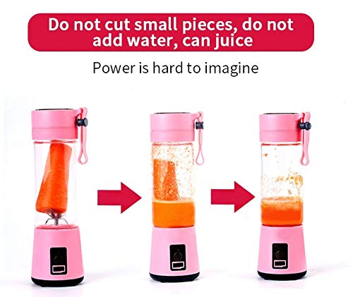 HANBO Electric Portable Juicer Blender Cup, Household Fruit Mixer with Six Blades in 3D, 380ml USB Rechargeable Juice Blender Magnetic Secure Switch Electric Fruit Mixer (Light Green)