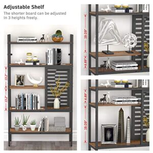 Weehom 5-Tier Adjustable Industrial Bookshelf, Modern Wood Bookcase with Stable Metal Frame, Open Storage Shelves Standing Shelving Unit for Living Room Bedroom Kitchen Office