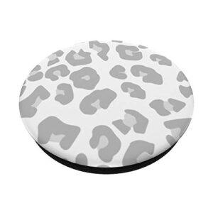 grey and white Leopard Cheetah Animal Skin Print PopSockets Swappable PopGrip