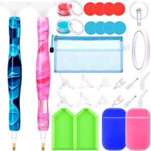outus 5d diy diamond painting tools with 2 pieces handmade resin diamond painting pen, anti-slip mat, plastic diamond trays, clay box, drill point accessories kits for adults and kids diy craft arts