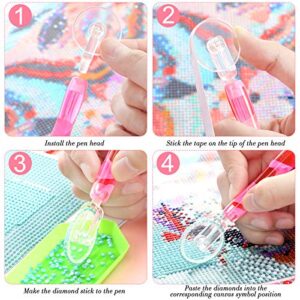 Outus 5D DIY Diamond Painting Tools with 2 Pieces Handmade Resin Diamond Painting Pen, Anti-Slip Mat, Plastic Diamond Trays, Clay Box, Drill Point Accessories Kits for Adults and Kids DIY Craft Arts