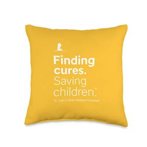 st. jude children's research hospital st. jude finding cures. saving children. yellow throw pillow, 16x16, multicolor
