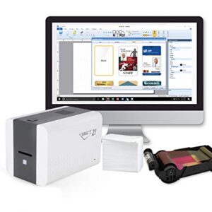 IDP SMART-21 Series ID Card Simplex Starter Printer Kit with Software, Manual and Guides - Includes 100-Print YMCKO Color Ribbon and 100 PVC Plastic Cards