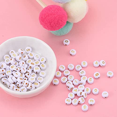 700 Pieces Mixed Color Acrylic Number Beads 0-9Colorful Number Beads for DIY Jewelry Making Bracelets Necklaces Key Chains Handmade Gift 4mm X7mm(A568)