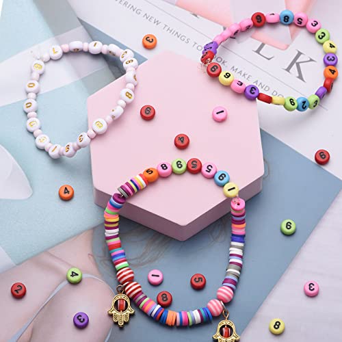 700 Pieces Mixed Color Acrylic Number Beads 0-9Colorful Number Beads for DIY Jewelry Making Bracelets Necklaces Key Chains Handmade Gift 4mm X7mm(A568)