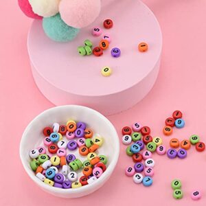 700 Pieces Mixed Color Acrylic Number Beads 0-9Colorful Number Beads for DIY Jewelry Making Bracelets Necklaces Key Chains Handmade Gift 4mm X7mm(A568)