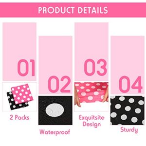 2 Pieces Polka Dot Tablecloth Polka Dot Plastic Tablecloth White Polka Dot Plastic Tablecloth 54 x 108 Inches Polka Dot Table Cover for Party Decorations (Pink and Black Background)