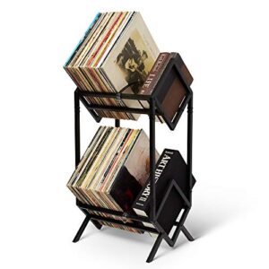 modern vinyl record holder - matte black metal - 160-200 lp storage - simple, quick assembly - vinyl display, storage - high-end design - protects vinyl - organize albums - book, magazine, files