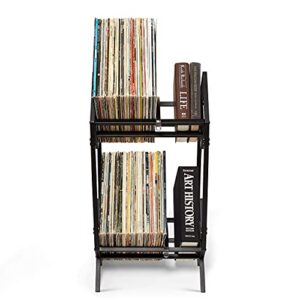 MODERN VINYL Record Holder - Matte Black Metal - 160-200 LP Storage - Simple, Quick Assembly - Vinyl Display, Storage - High-End Design - Protects Vinyl - Organize Albums - Book, Magazine, Files