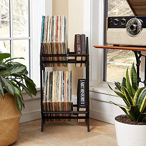 MODERN VINYL Record Holder - Matte Black Metal - 160-200 LP Storage - Simple, Quick Assembly - Vinyl Display, Storage - High-End Design - Protects Vinyl - Organize Albums - Book, Magazine, Files