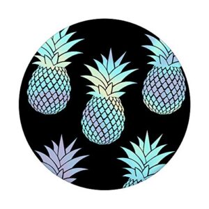 Rainbow Pineapple Pattern Black PopSockets Swappable PopGrip