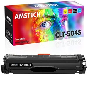 amstech compatible toner cartridge replacement for samsung clt-504s clt-k504s k504s xpress c1860fw c1810w clx-4195fw clp-415nw sl-c1860fw sl-c1810fw printer ink (black, 1-pack)