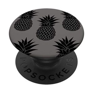 black pineapple pattern gray popsockets swappable popgrip