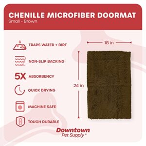 My Doggy Place - Microfiber Door Mat - Soft and Plush Pet Mat for Every Room of The House - Dirt and Water Absorbent Mat - Washer & Dryer Safe Non-Slip Mat - Brown - S - 18 x 24 in