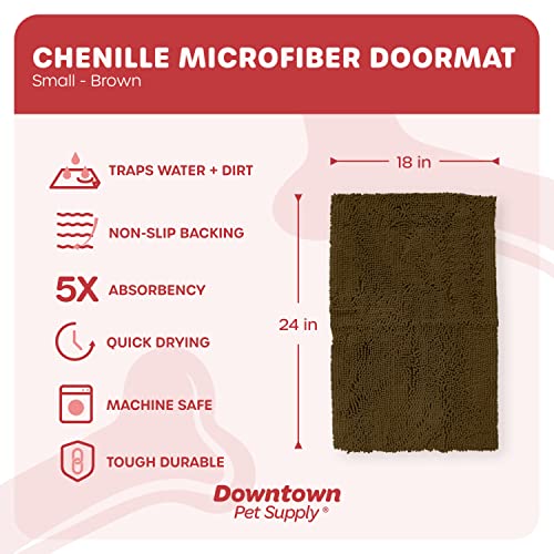 My Doggy Place - Microfiber Door Mat - Soft and Plush Pet Mat for Every Room of The House - Dirt and Water Absorbent Mat - Washer & Dryer Safe Non-Slip Mat - Brown - S - 18 x 24 in