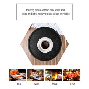 Wooden Serving Tray, Round Shape Solid Wood Snack Food Tray for Serving Breakfast, Coffee, Dinner, Wine, Tea, Bar(21cm)