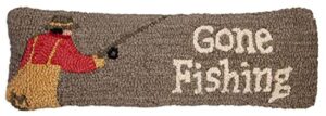 chandler 4 corners artist-designed gone fishing too hand-hooked wool decorative throw pillow (8” x 24”)