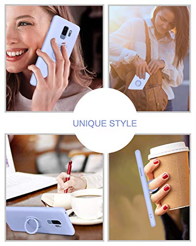 KANGYA Samsung Galaxy S9 Plus Case, Slim Silicone | Kickstand with 360° Ring Holder | Support Car Mount Samsung Galaxy S9+ Plus 6.2" Phone Case Cover for Girls Women, Purple