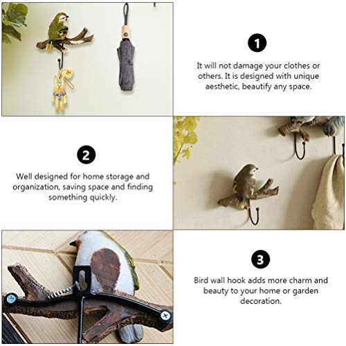 DOITOOL Bird Coat Wall Hook Cast Iron Birds On Branch Hanger Single Hook Cute Hook for Coats Hats Keys Towels Clothes