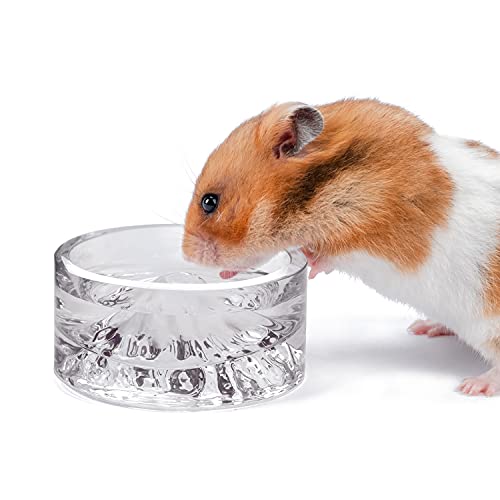 Niteangel Hamster Feeding & Water Bowls- Mount Fuji Series Glass Drinking Bowls for Dwarf Syrian Hamsters Gerbils Mice Rats or Other Similar-Sized Small Pets