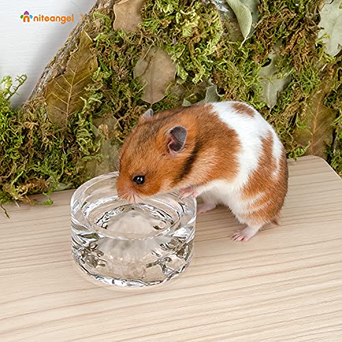 Niteangel Hamster Feeding & Water Bowls- Mount Fuji Series Glass Drinking Bowls for Dwarf Syrian Hamsters Gerbils Mice Rats or Other Similar-Sized Small Pets